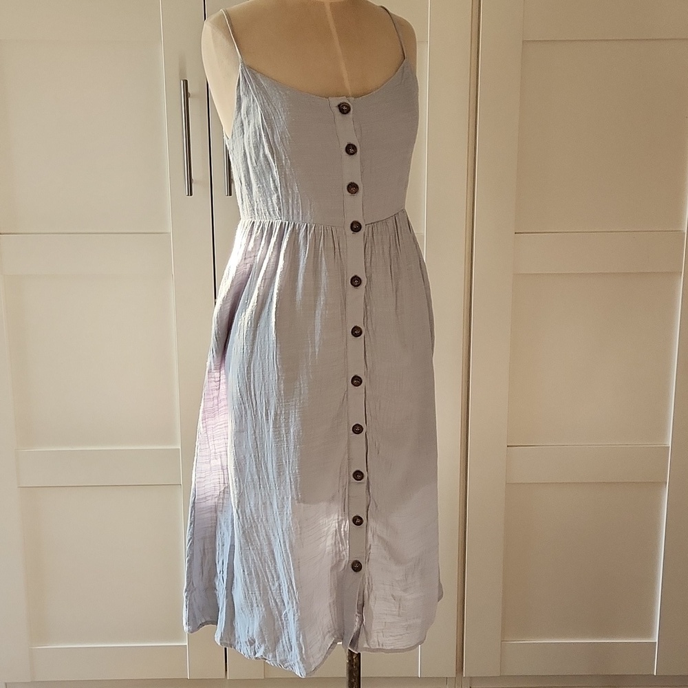 Altar'd State Soft Blue Button Front Dress Sz Small Cotton Blend - Picture 3 of 8
